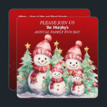 Convites para o Dia da Diversão da Família Snowman<br><div class="desc">Uma família de boneco de neve vestida para as férias,  convidando sua família para um dia de diversão de feriado.</div>