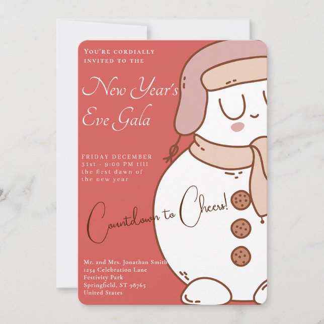 Convites para o Gala de Réveillon "Snowman Soiree" (Frente)