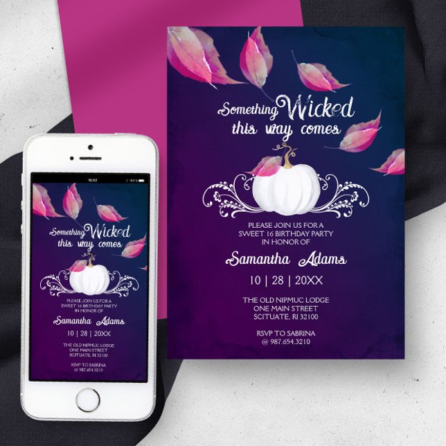 Convites para o Halloween Doce 16 Festa de anivers (halloween evite invitation sweet 16 October birthday)