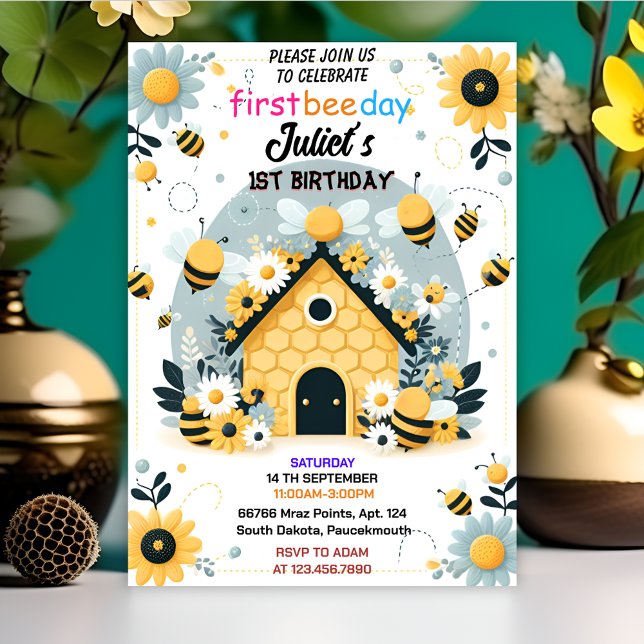 Convites para o primeiro aniversário de 1rua de primavera d (Criador carregado)