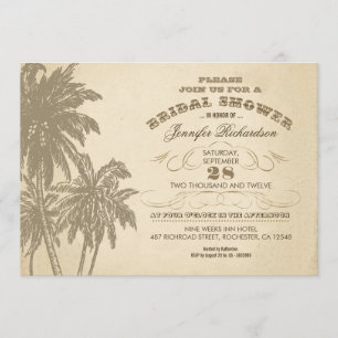 convites para palmeiras de vintage com chá de pane