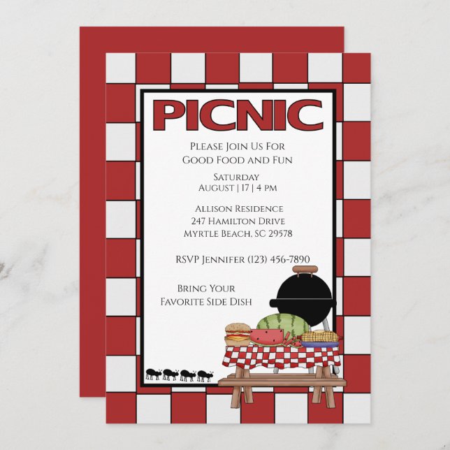 Convites para Picnic (Frente/Verso)