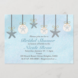 Convites para Praia de Starfish & Sand Dollares