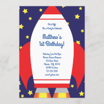 Convites para primeiro aniversario de Foguete de E