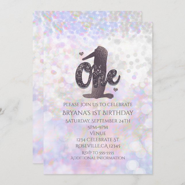 Convites para primeiro aniversario do Sparkle Irid (Frente/Verso)