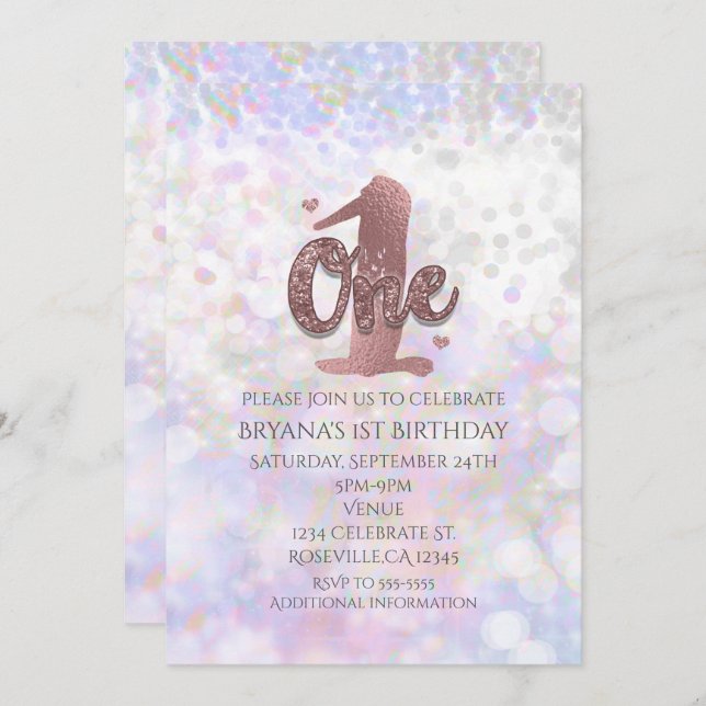 Convites para primeiro aniversario do Sparkle Irid (Frente/Verso)