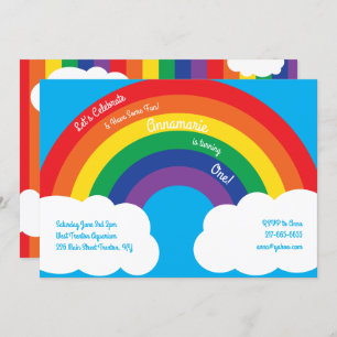 Convites para primeiro aniversario em arco-íris e