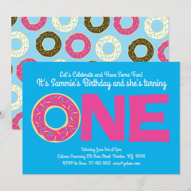 Convites para primeiros aniversarios Coloridos do  (Frente/Verso)