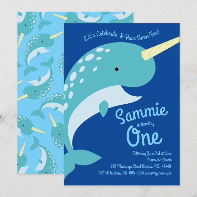 Convites para primeiros aniversarios do Oceano (Frente/Verso)