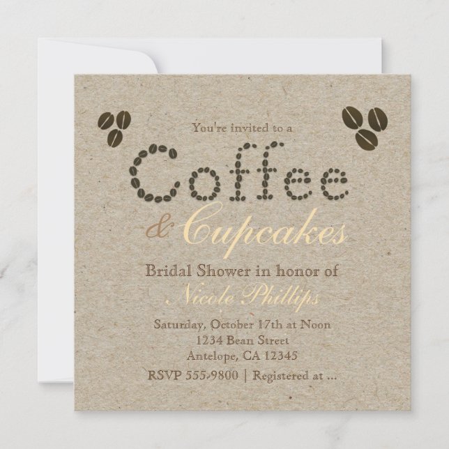 Convites para QUALQUER EVENTO Grãos de CAFÉ Rústic (Frente)