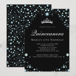 Convites para Quinceanera a Preto e Diamante