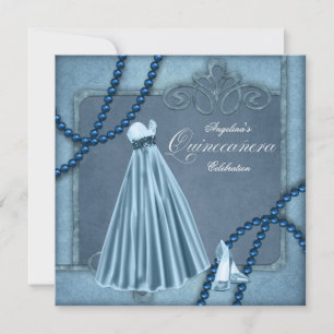 Convites para Quinceanera Azul Elegante