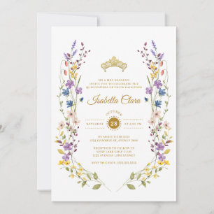 Convites para Quinceañera Dourada do Jardim Whimsi