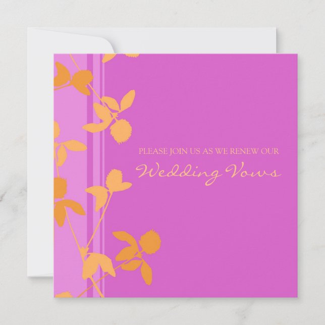 Convites para Renovação de Vow de Casamento Laranj (Frente)