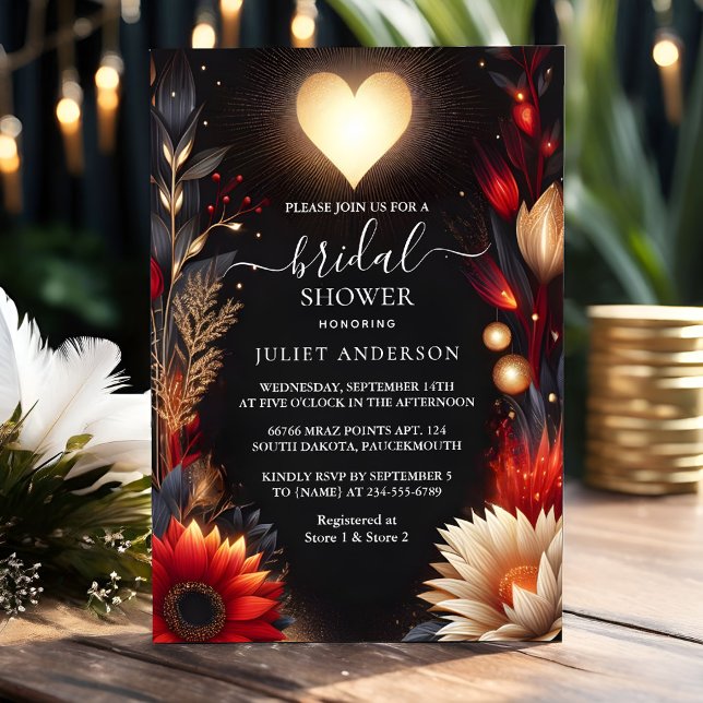 Convites Para Ruby Claret White Heart Red Chá de panela (Criador carregado)