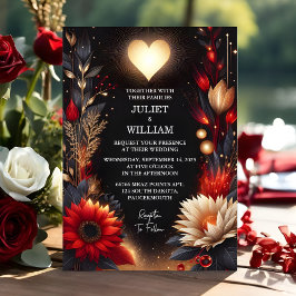 Convites Para Ruby Thick Claret White Heart Red Black Casam