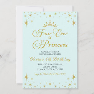 Convites Para Sempre uma Princesa Real 4º Aniversário