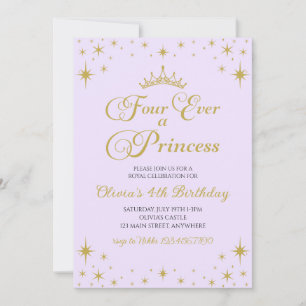 Convites Para Sempre uma Princesa Real 4º Aniversário