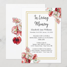 Convites para Serviço Memorial | Papoulas Aquarela