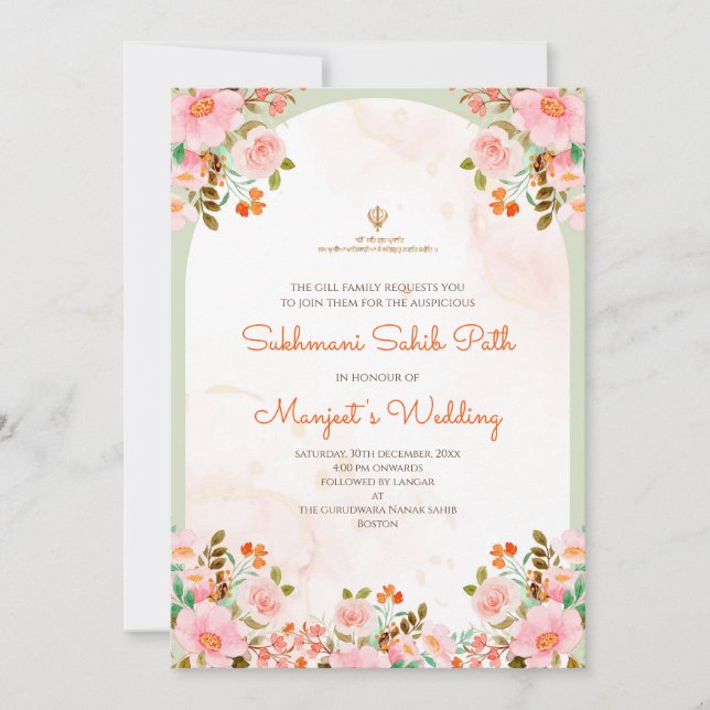 Convites para sukhmani path como convites para Akh (Frente)