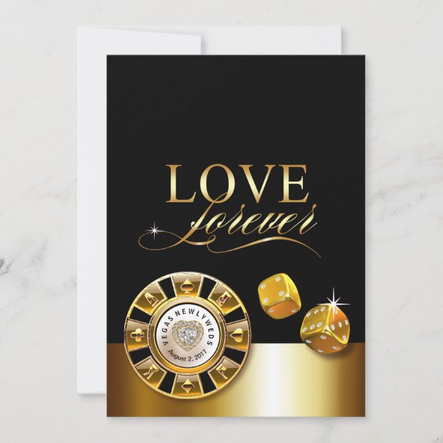 Convites Para Susan Casamento de Las Vegas | dourado preto (Frente)