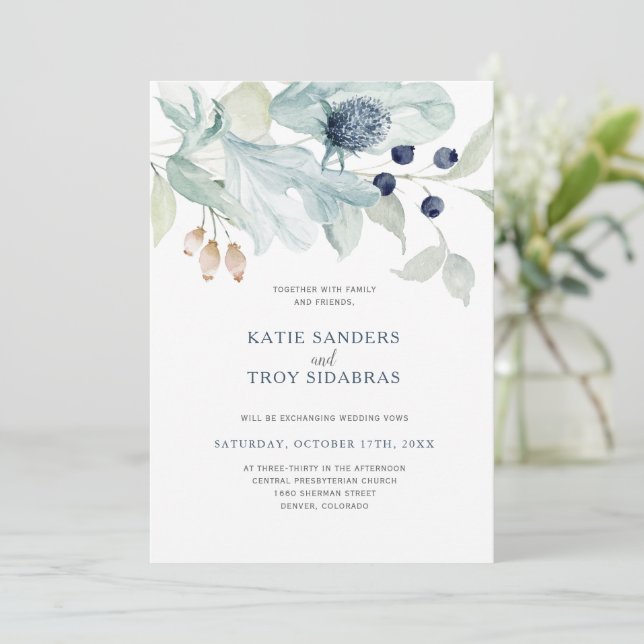 Convites para Tema do Casamento no inverno Elegant (Em pé/Frente)