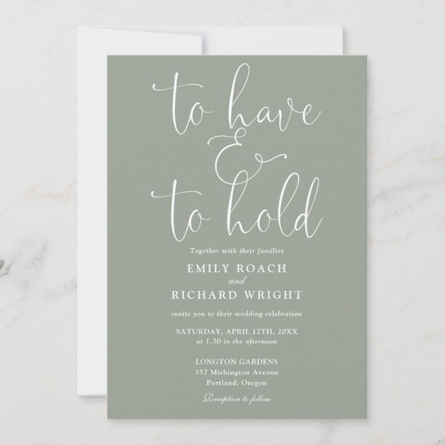 Convites Para Ter E Manter Casamento Verde De Sage Code QR (Frente)