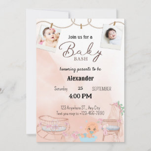 convites para Twins Pink Diaper Bash
