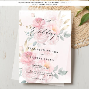 Convites Para Vellum Overlay Primavera Blush Floral Wedding