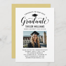 Convites Parabéns a nossa foto de script preto de Formando