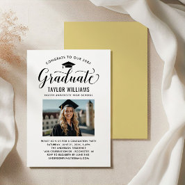 Convites Parabéns a nossa foto de script preto de Formando