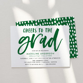 Convites Parabéns ao Graduado Green Brush Script Graduação