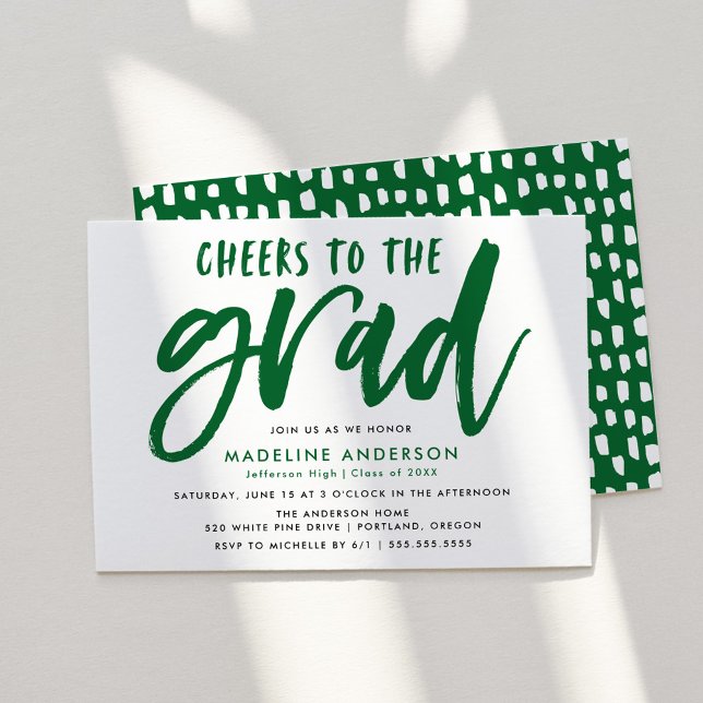 Convites Parabéns ao Graduado Green Brush Script Graduação (Criador carregado)