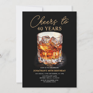 Convites Parabéns ao Whiskey Festa de Aniversário em Aquare