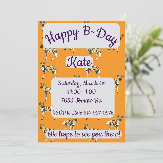 Convites Parabéns aos Cães Selvagens Africanos (Em pé/Frente)