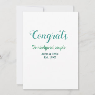 Convites Parabéns casal de casamento azul verde nome ano es