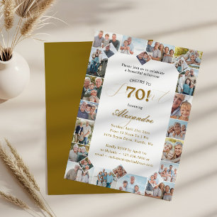 Convites Parabéns Colagem de Fotos para 70 Anos