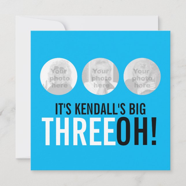 Convites Parabéns de 30 azul-azul! (Frente)