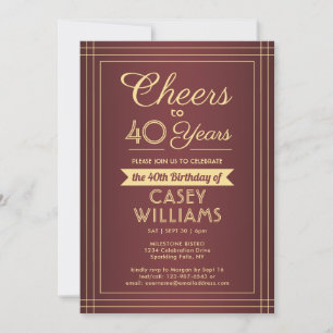 Convites Parabéns de Aniversário em qualquer Ano Burgundy &