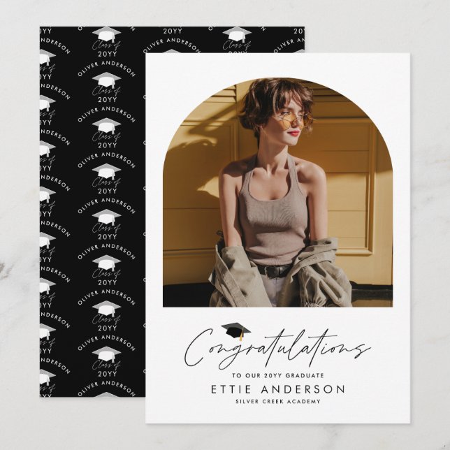 Convites Parabéns de graduação simples, foto moderna (Frente/Verso)
