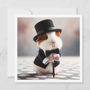 Convites Parabéns de porco guineense, gravata negra de porc