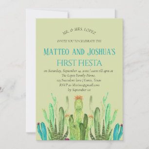 Convites Parabéns do Moderno Cactus First Fiesta