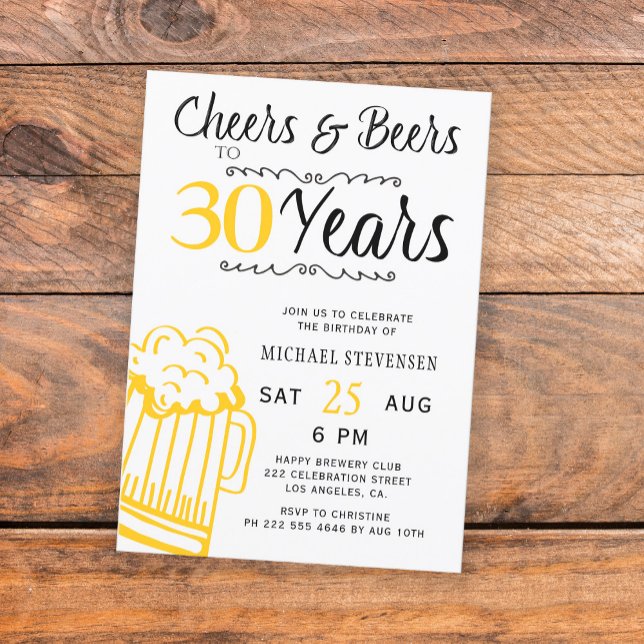 Convites Parabéns e cervejas 30 anos homens casual aniversá (Criador carregado)