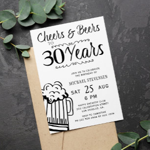 Convites Parabéns e cervejas 30 anos homens festa de aniver