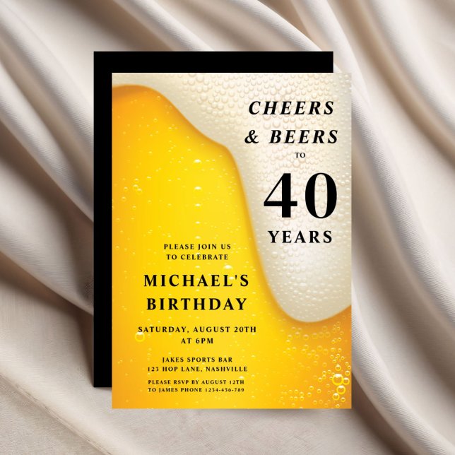 Convites Parabéns e Cervejas 40º Aniversário (Cheers And Beers 40th Birthday Invitation)