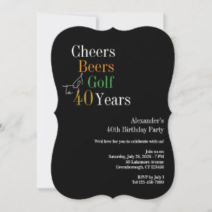 Convites Parabéns e Cervejas de Golfe Aniversário de 40 Ano