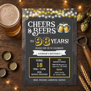 Convites Parabéns e Cervejas para 98 Anos de Churrasco de A