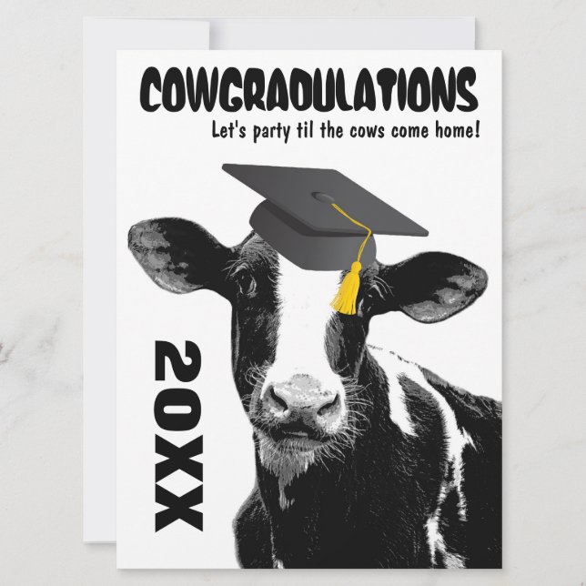 Convites Parabéns engraçados da graduação da vaca (Frente)