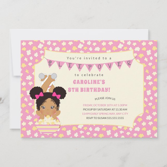 Convites Parabéns, garota africana americana (Frente)