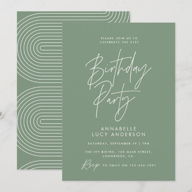 Convites Parabéns geométricos mínimos modernos (Frente/Verso)